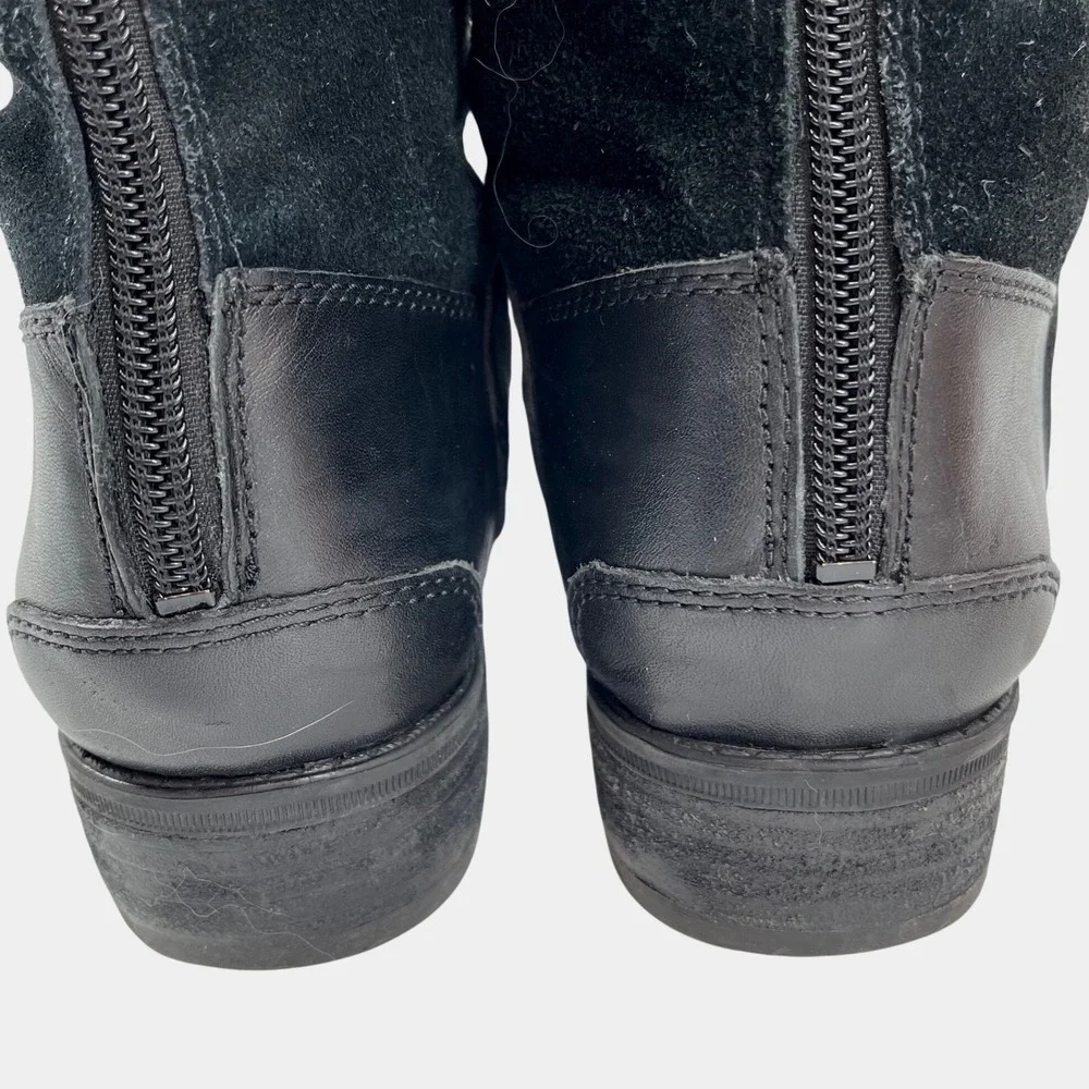 Sam Edelman Black Leather Suede Knee High Boots Size 8M‎ Side Zip